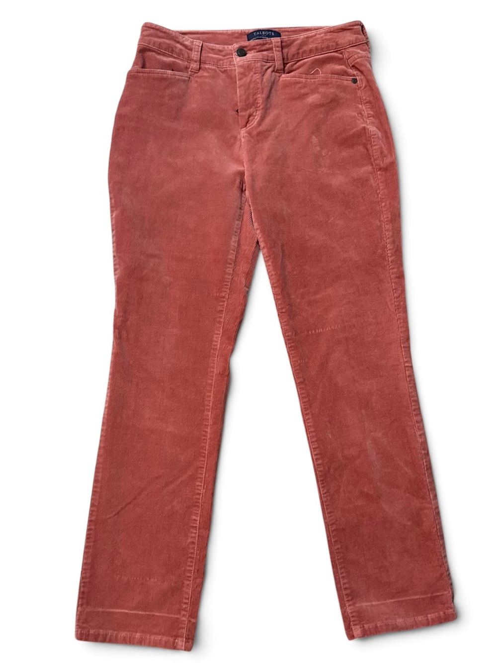 Talbots Corduroy Pants Size 6P Coral Straight Leg Simply Flattering 5 Pocket